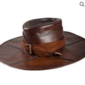 Brown Leather Witch Hunter Hat Dark Knight Armoury